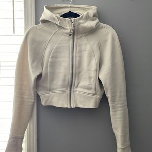 scuba full zip cropped hoodie - BONE